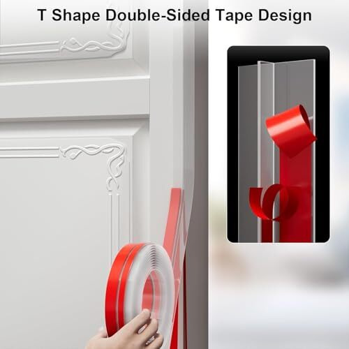 Tcco T-Shaped Clear Silicone Seal Strip, Weather Stripping Door Seal Strip For Door & Windows Gaps, Glass Door Seal Strip, Glass Door Gap Windproof Strip, Self-Adhesive Weatherstrip (Clear(3 Meter))