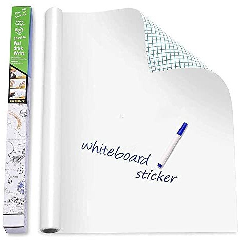 Tusmad Supremo Aldo 1Pc White Board Wall Sticker With 1 Marker For Home Kitchen, Office, School, College, Restaurants Self Adhesive Removable White Board Wallpaper (45 X 200 Cm/White)