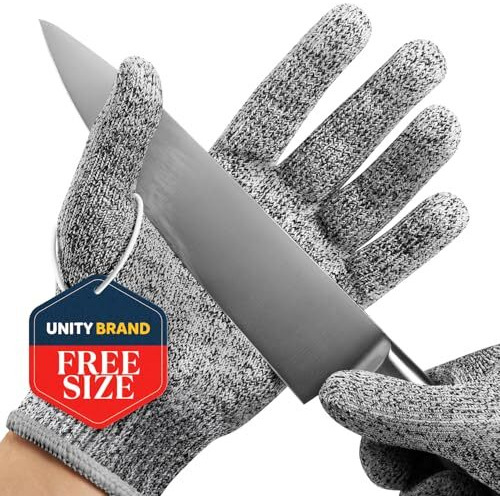 Unity Brand Safety Industrial Gloves Anti Cut Resistant Level 5 Protection With Elastic Hand Fitting Heavy Duty Working Gloves (Free Size, Grey, 1 Pair)