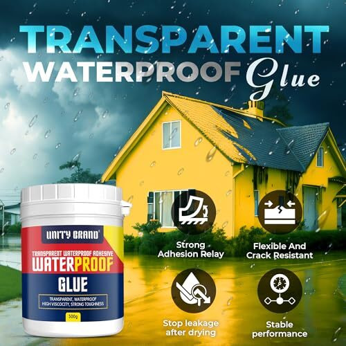 Ub Unity Brand Crack Seal Glue 300Gm With Brush Transparent Waterproof Resin Epoxy For Roof Leakage Crack Seal Agent Roof Water Leakage Solution Water Proof Glue For Waterproofing (300 Gm / 1 Pack)