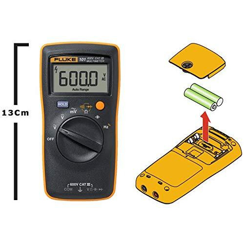 Fluke 101 Digital Multimeter 6000 Counts Volt Meter Ip40 Ac/Dc Volt & Ohm Tester Continuity Test With Buzzer Portable Electrical Tool Tests Live Wire