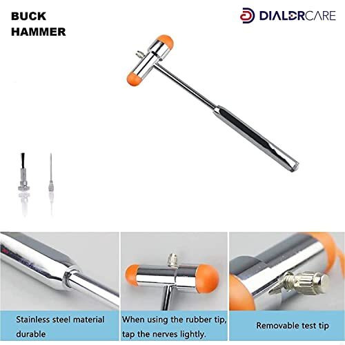 Dialdrcare Neurological Reflex Medical Hammer 5 Piece Set (Silver)