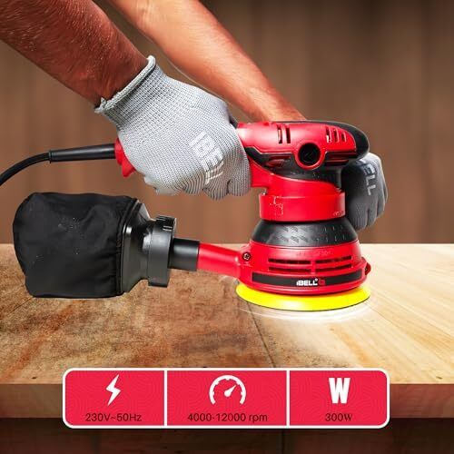 Ibell Random Orbital Sander Os23-46, 300W, Copper Armature, Disc Dia 125Mm, 12000Rpm With Variable Speed Control And Dust Collection - Corded Electric