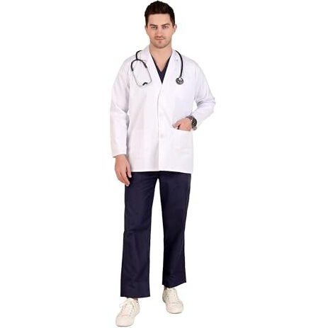 Medimarche Men's Lab Coat For Doctors And Medical Students| Cotton Long Sleeves Medical Apron | 3 Pockets | Uniform For Doctors