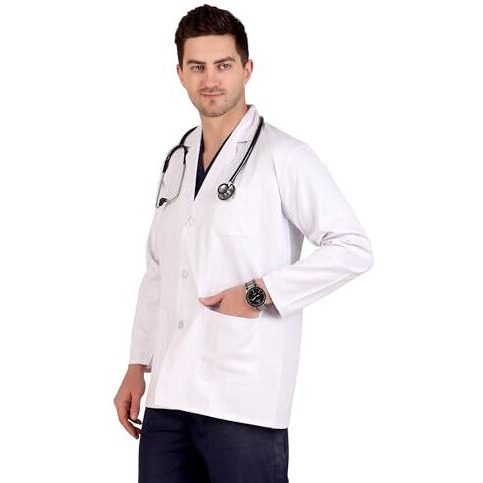 Medimarche Men's Lab Coat For Doctors And Medical Students| Cotton Long Sleeves Medical Apron | 3 Pockets | Uniform For Doctors