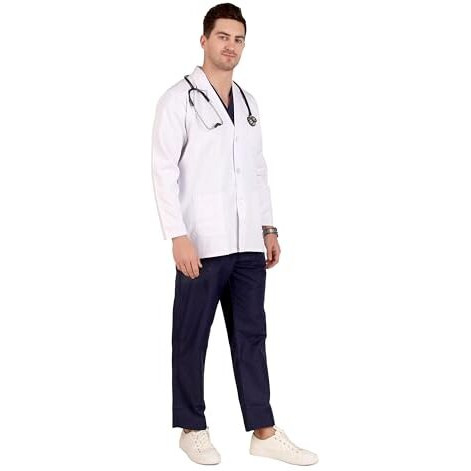 Medimarche Men's Lab Coat For Doctors And Medical Students| Cotton Long Sleeves Medical Apron | 3 Pockets | Uniform For Doctors