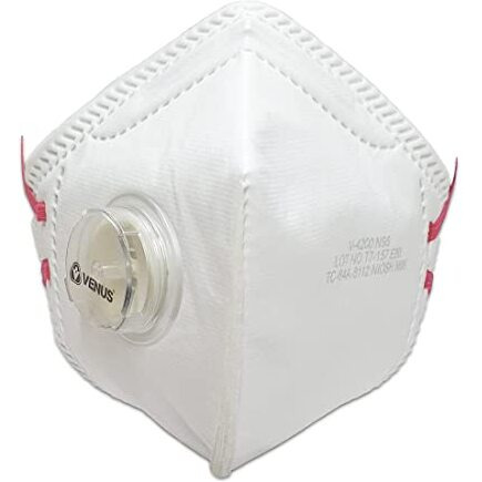 Venus V-4200 N95 Mask, Niosh Certified N95 Anti-Pollution Mask With Vent Valve, Pack Of 5, Unisex White Color, Dust Mask, Protection Against Bacterial Agents