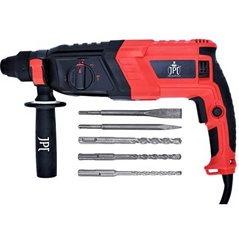 Jpt -26H Sds-Plus 26Mm Pro Heavy Rotary Hammer | 1050W | 1200 Rpm | 3.0 Joules | 4900 Bpm | 4 Functions | Ss Depth Gauge | Auxiliary Handle | Forward & Reverse - Black