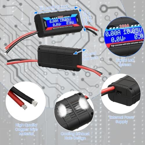Serplex 200A High Precision Watt Meter Power Analyzer Battery Consumption Performance Monitor Amp Meter Monitor With Backlight Digital Lcd Screen For Solar Energy, Electric Vehicles, Model Aircraft