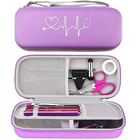 Zorbes Stethoscope Case Protable Stethoscope Bag, Shockproof Protective Stethoscope Case For Littmann/Omron/Adc/Dixie Ems Stethoscope, With Extra Mesh Pockets For Small Accessories (Bag Only), Purple
