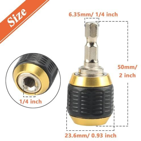 Aasons Screwdriver Drill Bit Holder 1/4" Inch Hex Shank Universal Drill Chuck Adapter, Anti-Slip Self Locking Quick Release Drill Bit Extension For Hand-Held Drivers Or Power Drill, 60Mm (Pack Of 1)