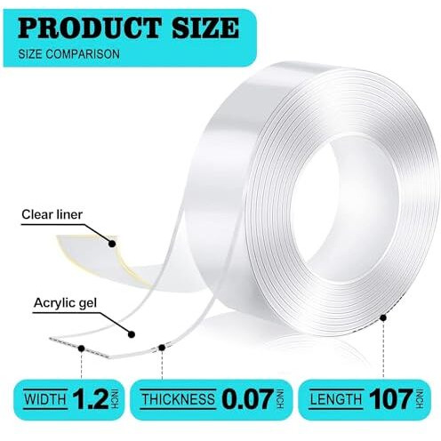 Cellux 3 Cm X 3 Meter Multipurpose Double Sided Tape - Adhesive Silicone Tape, Heavy Duty, Heat Resistant, Multi-Functional, Removable, Washable, Reusable Anti-Slip Gel Nano Grip Tape
