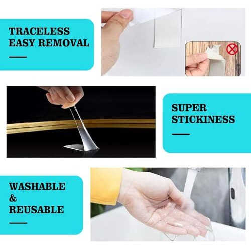 Cellux 3 Cm X 3 Meter Multipurpose Double Sided Tape - Adhesive Silicone Tape, Heavy Duty, Heat Resistant, Multi-Functional, Removable, Washable, Reusable Anti-Slip Gel Nano Grip Tape