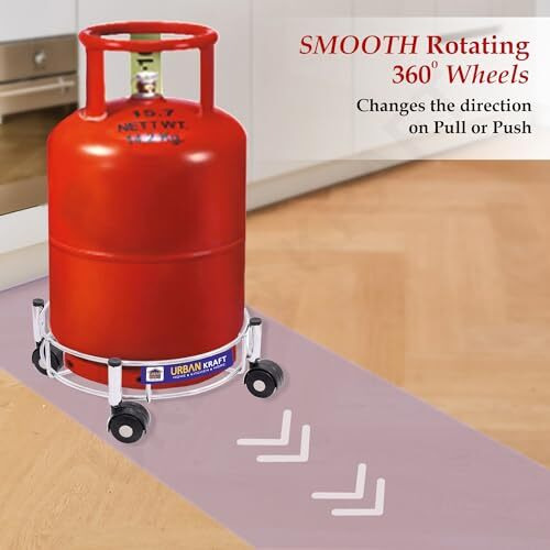 Urban Kraft Cylinder Trolley With Wheels Stainless Steel Gas Cylinder Stand | Easy To Move Lpg Trolley |