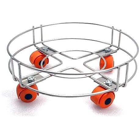 Stainless Steel Cylinder Trolley With Wheels | Gas Trolly - Lpg Cylinder Stand, Kitchen Gas Trolly (Pack Off 1)