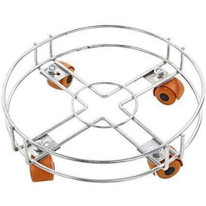 Stainless Steel Cylinder Trolley With Wheels | Gas Trolly - Lpg Cylinder Stand, Kitchen Gas Trolly (Pack Off 1)