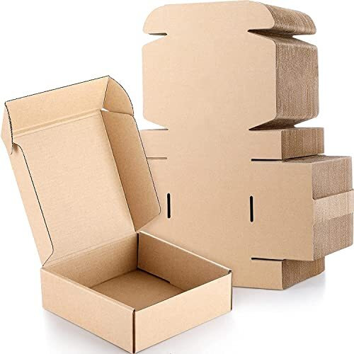 Jia Industries Flat Brown Corrugated Sturdy Shipping Boxes Size  4&quotL X 4&quotW X 1.5&quotH (Shipping Boxes-Pack Of 25)
