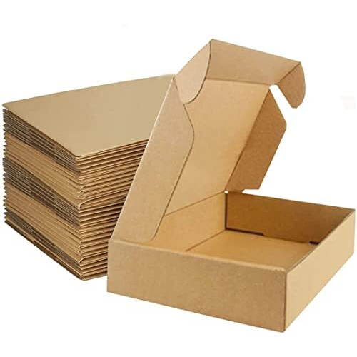 Jia Industries Flat Brown Corrugated Sturdy Shipping Boxes Size  4&quotL X 4&quotW X 1.5&quotH (Shipping Boxes-Pack Of 25)