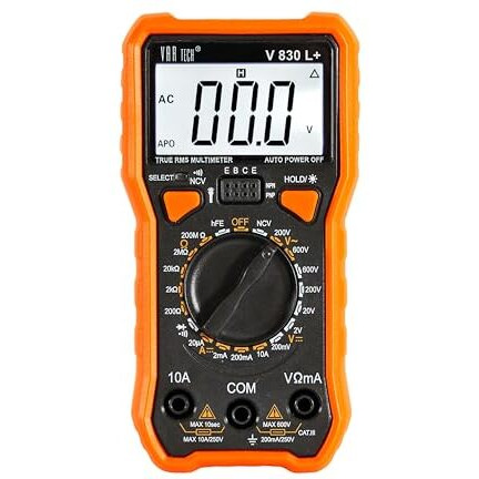 Var Tech Digital Multimeter True Rms V 830 L+ 600 V Ac Dc 10 A Dc Resistance Continuity Tests With Ncv And Overload Protection