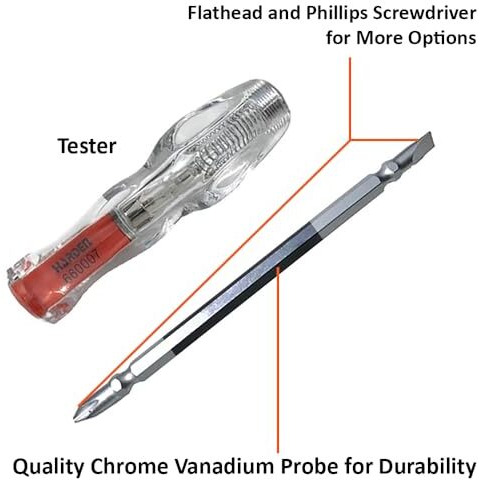 Harden Dual-Purpose Tester Screwdriver With Phillips And Slotted Screwdriver Professional Series 660007