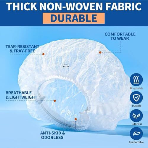 Rudra Premium Disposable Bouffant Caps | White Hair Cover With Elastic Band | Hygienic Head Protection For Salons, Spas, Kitchens | Universal Fit | Bulk Pack (500 Pcs)