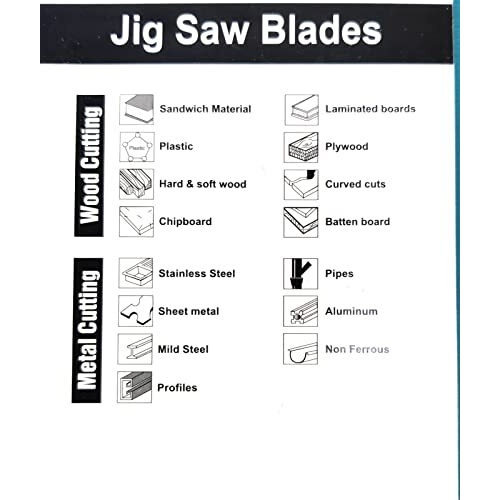 Aasons Assorted T-Shank Jig Saw Blade Set Fit For Any Make Jigsaw Machine, Metal, Wood, Plastic, Etc (Jbs5001)