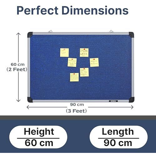 Goshu Notice Board 2 Feet X3 Feet Shutter Board With Acrylic Cover Premium Material Pin-Up Board/Bulletin Board/Display Board With 50 Push Pins For Office, School & College (2X3 Feet, Blue)