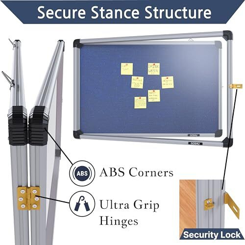 Goshu Notice Board 2 Feet X3 Feet Shutter Board With Acrylic Cover Premium Material Pin-Up Board/Bulletin Board/Display Board With 50 Push Pins For Office, School & College (2X3 Feet, Blue)