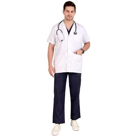Medimarche Men's Lab Coat For Doctors And Medical Students| Cotton Half Sleeves Medical Apron | 3 Pockets | Uniform For Doctors