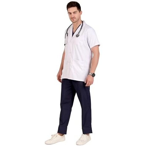 Medimarche Men's Lab Coat For Doctors And Medical Students| Cotton Half Sleeves Medical Apron | 3 Pockets | Uniform For Doctors