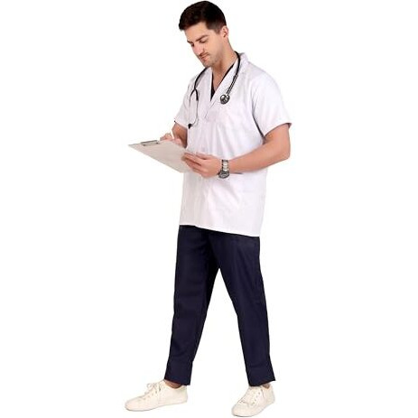 Medimarche Men's Lab Coat For Doctors And Medical Students| Cotton Half Sleeves Medical Apron | 3 Pockets | Uniform For Doctors