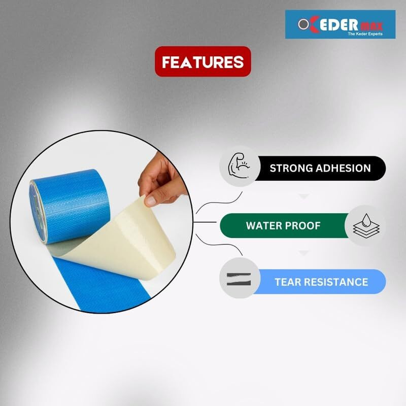 Keder Max Waterproof Tarpaulin Repair Tape 5M Self-Adhesive & Uv-Resistant Strong Hold Tape Long-Lasting, Weatherproof Duct Tape For Tarps, Tents, And Truck Covers 9.5Cm X 5M Roll (Blue)