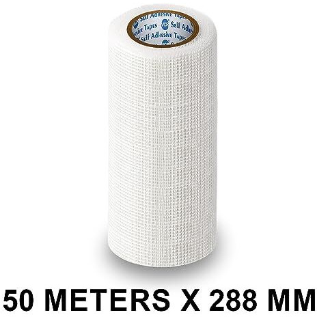 Vcr Glass Fiber Tape - 50 Meters In Length - 288Mm / 12" Width - 1 Roll Per Pack - Glass Fiber Joint Mesh Tape, Seal Repair Tape For Crack Patch, Wall Repair, Fiber Wall Coating For Plastering.