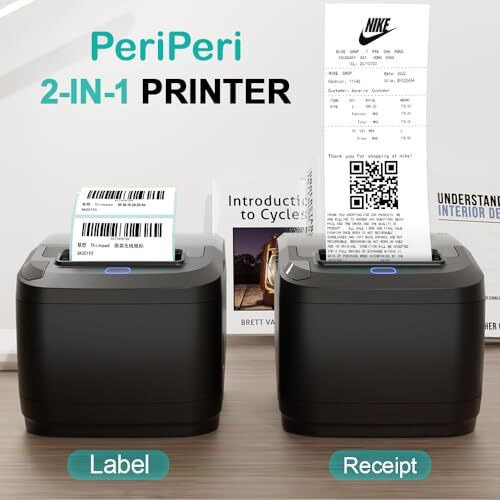 Periperi 80Mm 3Inch Direct Thermal Label + Receipt Printer For Print Labels & Receipts Compatible With Android, Ios, Windows 152Mm/S Print Speed (Usb+Bluetooth)