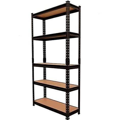 72 * 36 * 12 Inches 5 Shelves Iron Matte Finish Adjustable Shelving Unit Storage Utility Display Rack Steel Boltless Rivet Rack, Black