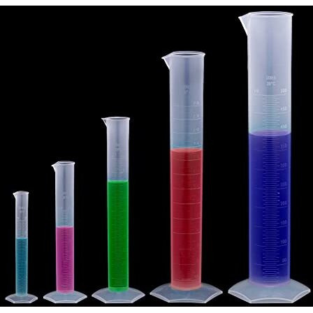 Supertek Set Of 5 Measuring Cylinder | Capacity 25Ml, 50Ml, 100Ml, 250Ml, 500Ml | Graduation Marking, Translucent And Useful For Pour Spout