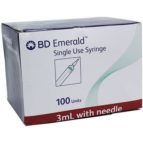 Bd Emerald Syringe With Needle 3Ml, Box Of 100