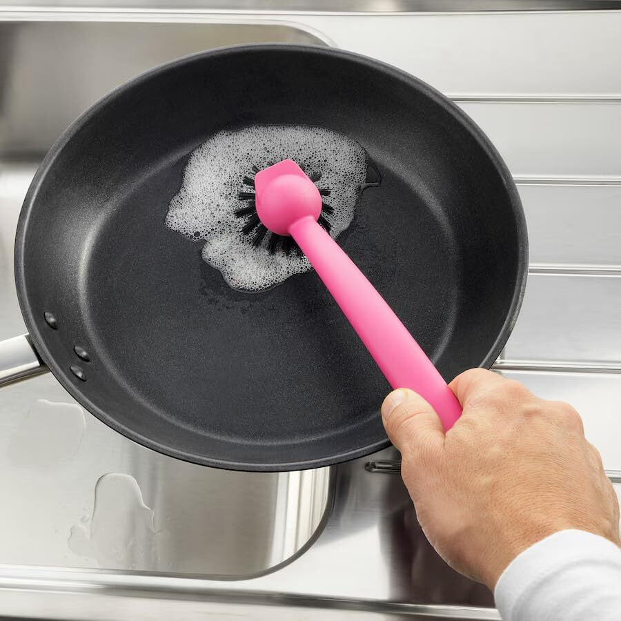 Ikea Dish-Washing Brush, Pink,Polypropylene Plastic Polyester Synthetic Rubber(Length  29Cm)
