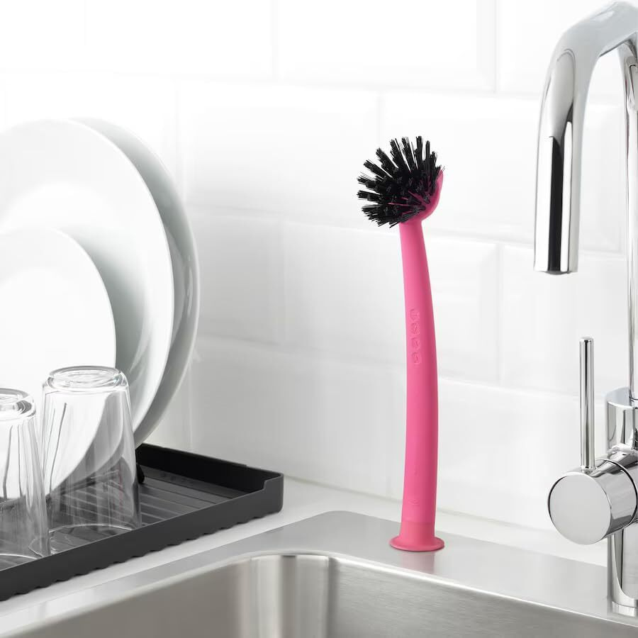 Ikea Dish-Washing Brush, Pink,Polypropylene Plastic Polyester Synthetic Rubber(Length  29Cm)