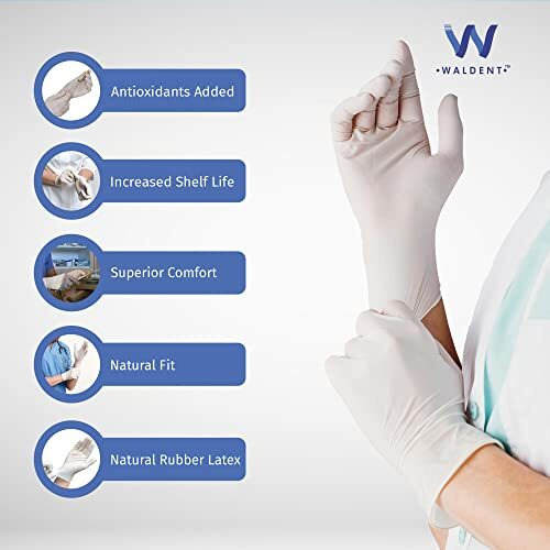 Waldent Latex Premium Examination Gloves - Small (40 Pairs) | 5G Medical Grade, Natural Latex, Powdered, Disposable | All-Purpose Use For Medical, Dental, And General Applications