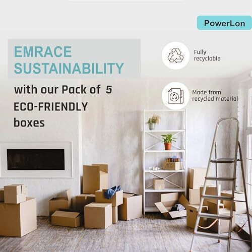Powerlon 5 Ply Strong 28 X 16 X 17 Inches Large Size Heavy-Duty Carton Boxes For House Shifting, Packing, Moving And Other Proposes (Pack 5)