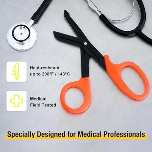 Serplex 7.5" Medical Trauma Shears, Professional Stainless Steel Fabric Scissors For Nurses & Emt Workers, Non-Stick, Blunt Tip, Ergonomic Design, Ideal For Cutting Bandages, Clothing & Tape