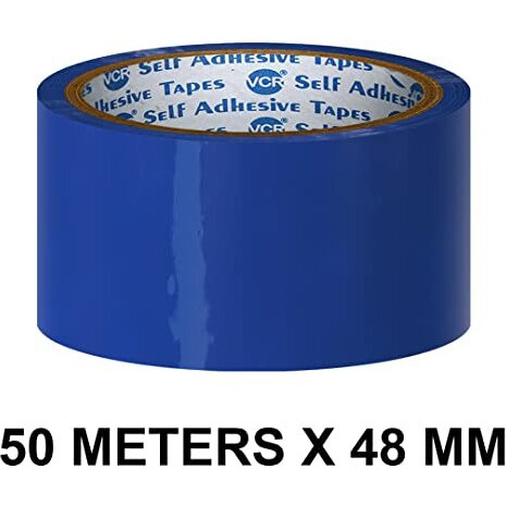 Vcr Blue Color Tape - 50 Meters In Length - 48Mm / 2" Width - 01 Roll Per Pack - Bopp Self Adhesive Tape For Arts And Craft Use, Box Packing, Office And Home Use