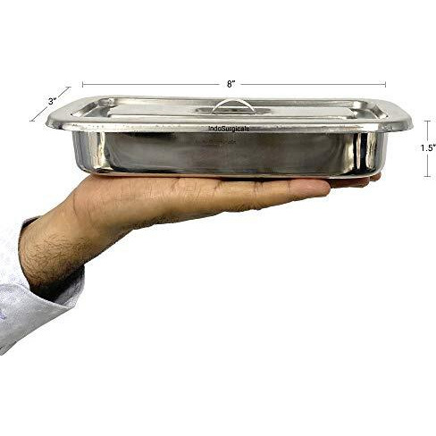 Is Indosurgicals Stainless Steel Instrument Tray With Cover, Deluxe Quality (1, 8&quotX3&quotX1.5")