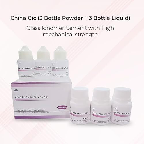 Dentgist Glass Ionomer Cement Gic - Pack Of 3 Bottles Powder + 3 Bottles Solution | Radio Opaque, Strong Bonding, Dental Material For Restorative Procedures, Ideal For Clinics