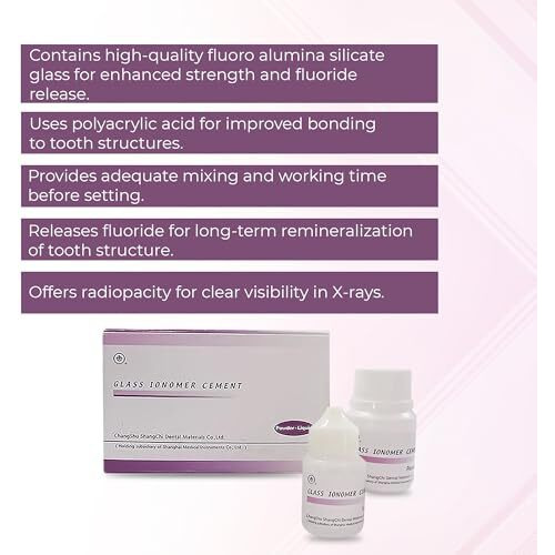 Dentgist Glass Ionomer Cement Gic - Pack Of 3 Bottles Powder + 3 Bottles Solution | Radio Opaque, Strong Bonding, Dental Material For Restorative Procedures, Ideal For Clinics