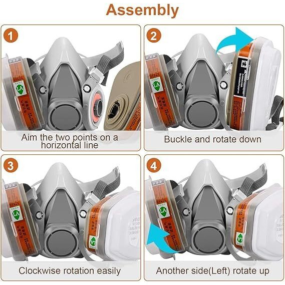 Dkp Enterprise Gas M_Ask Set Respirator With Filters And Goggle Activated Carbon Mask Gas Mask Paint Respirator For Epoxy Resin, Wall Painting, Welding, Polishing, Spraying, Mold Removal, Construction