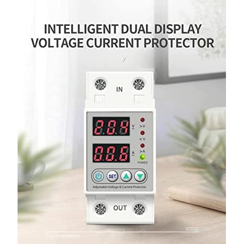 Amicismart Automatic Over/Under Voltage And Over Load Protection (Adjustable Setting) With Auto Re-Connect Led Display Standard Din-Rail Mounted Single Phase 220V, 63A (13.8Kw)