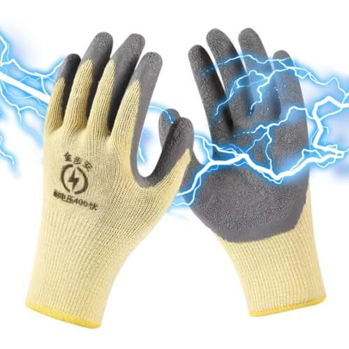 Serplex 400V High Voltage Resistant Electrician Work Gloves With Full Palm Rubberization, Enhanced Dexterity & Comfort, Safety Certified For Men & Women, Prevents Electrical Shocks