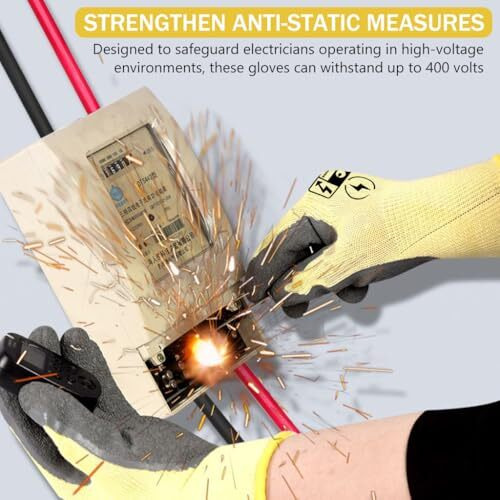 Serplex 400V High Voltage Resistant Electrician Work Gloves With Full Palm Rubberization, Enhanced Dexterity & Comfort, Safety Certified For Men & Women, Prevents Electrical Shocks
